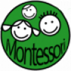 3 Kindergesichter und Montessori-Schriftzug - Icon