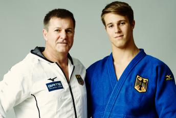 blista-Judoka Daniel Goral mit Trainer Markus Zaumbrecher