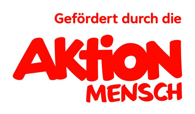 Logo mit dem Slogen: "gefördert durch die Aktion Mensch" in roter Schrift