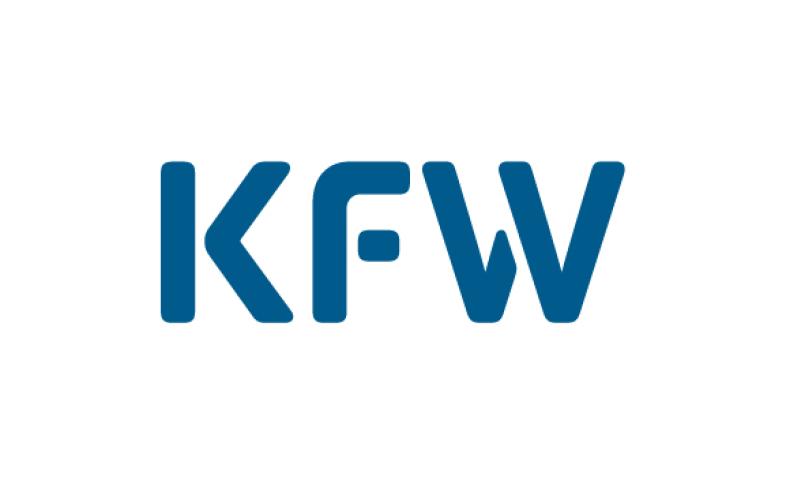 Logo Schriftzug KfW in blauer Schrift