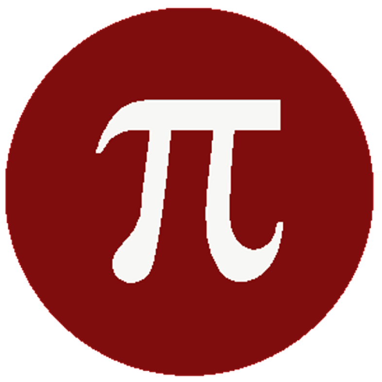 Das Logo von Arithmico Calc ist der weiße Buchstabe Pi in einem dunkelroten Kreis.