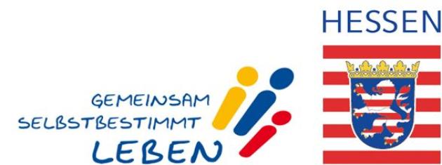 Logos "Gemeinsam selbstbestimmt Leben" und Hessenmarke